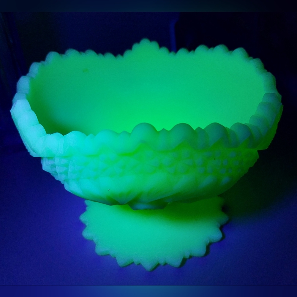 Fenton satin custard uranium glass.